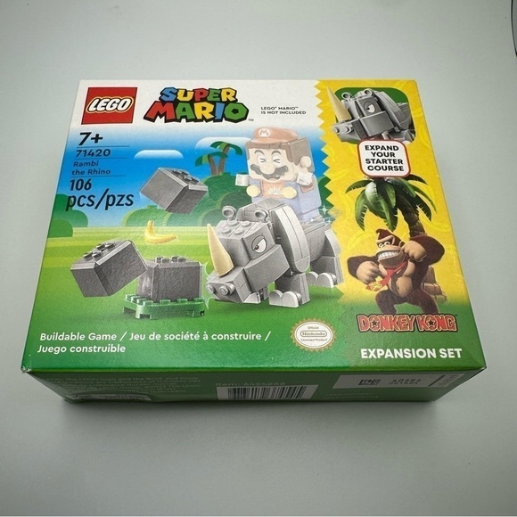 Retired LEGO Super Mario Rambi the Rhino 71420 – Donkey Kong Expansion – Sealed - Picture 2 of 7